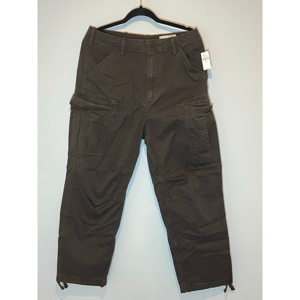 NWT Mens GAP Baggy Cargo Pants Brown Cotton Size 31x30